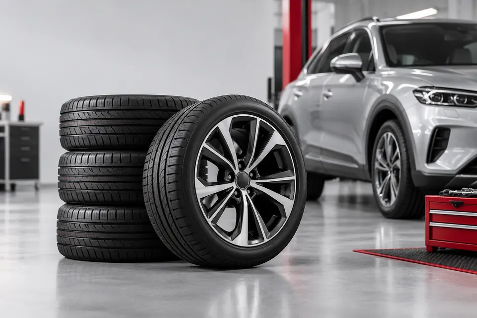 Комплект автомобильных шин и инструмент — предложение Avenu Auto по обслуживанию